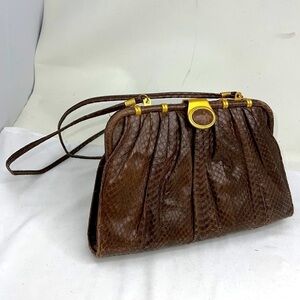 Timmy Woods Brown Snakeskin Clutch Shoulder Bag